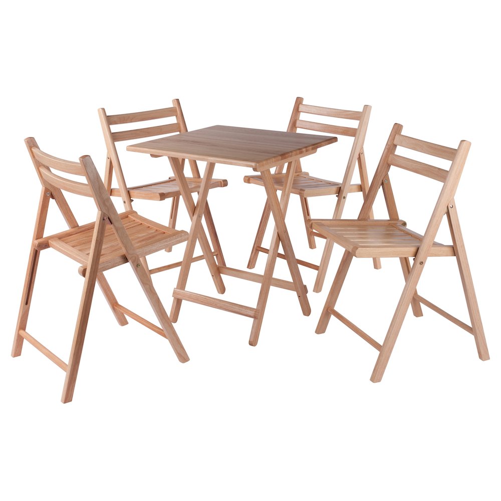 Delaney 5-PC Set, Folding Table and Chairs, Natural. Picture 1