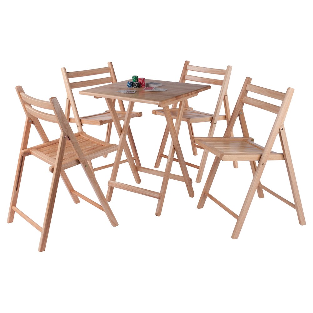 Delaney 5-PC Set, Folding Table and Chairs, Natural. Picture 2
