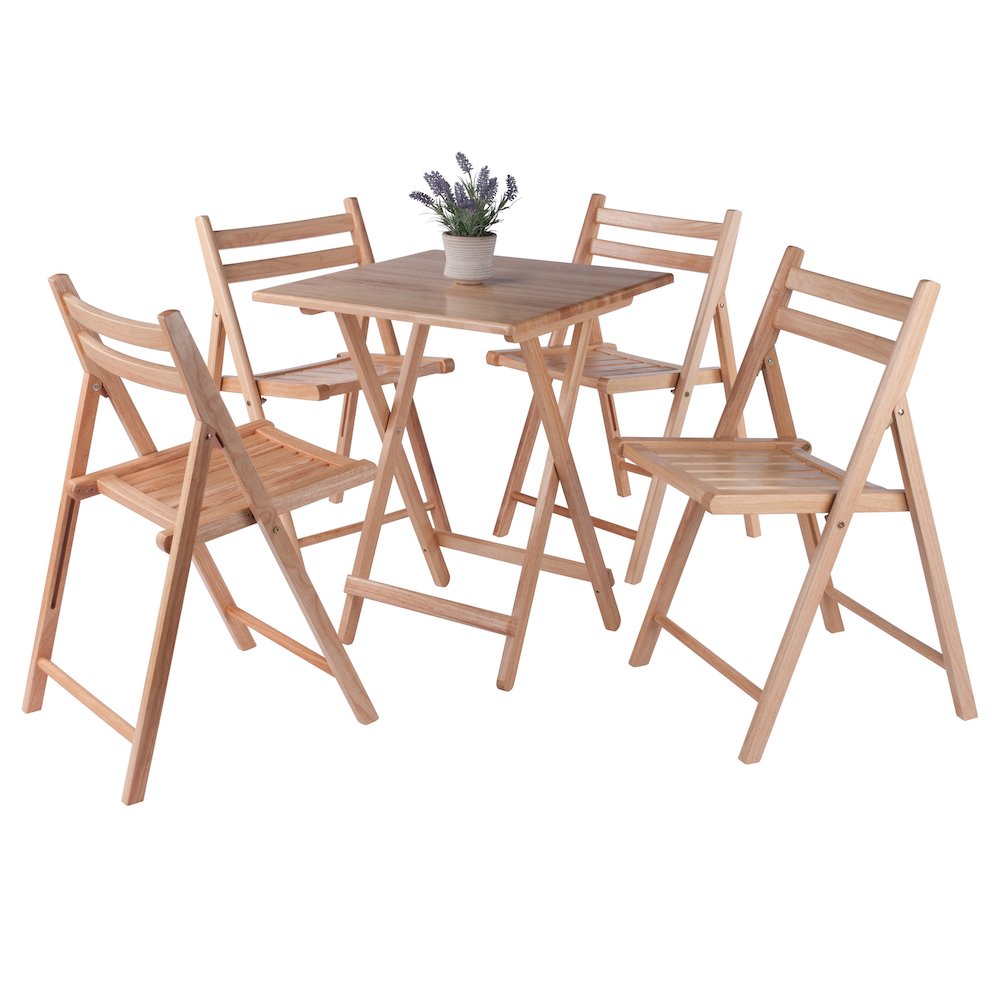 Delaney 5-PC Set, Folding Table and Chairs, Natural. Picture 3