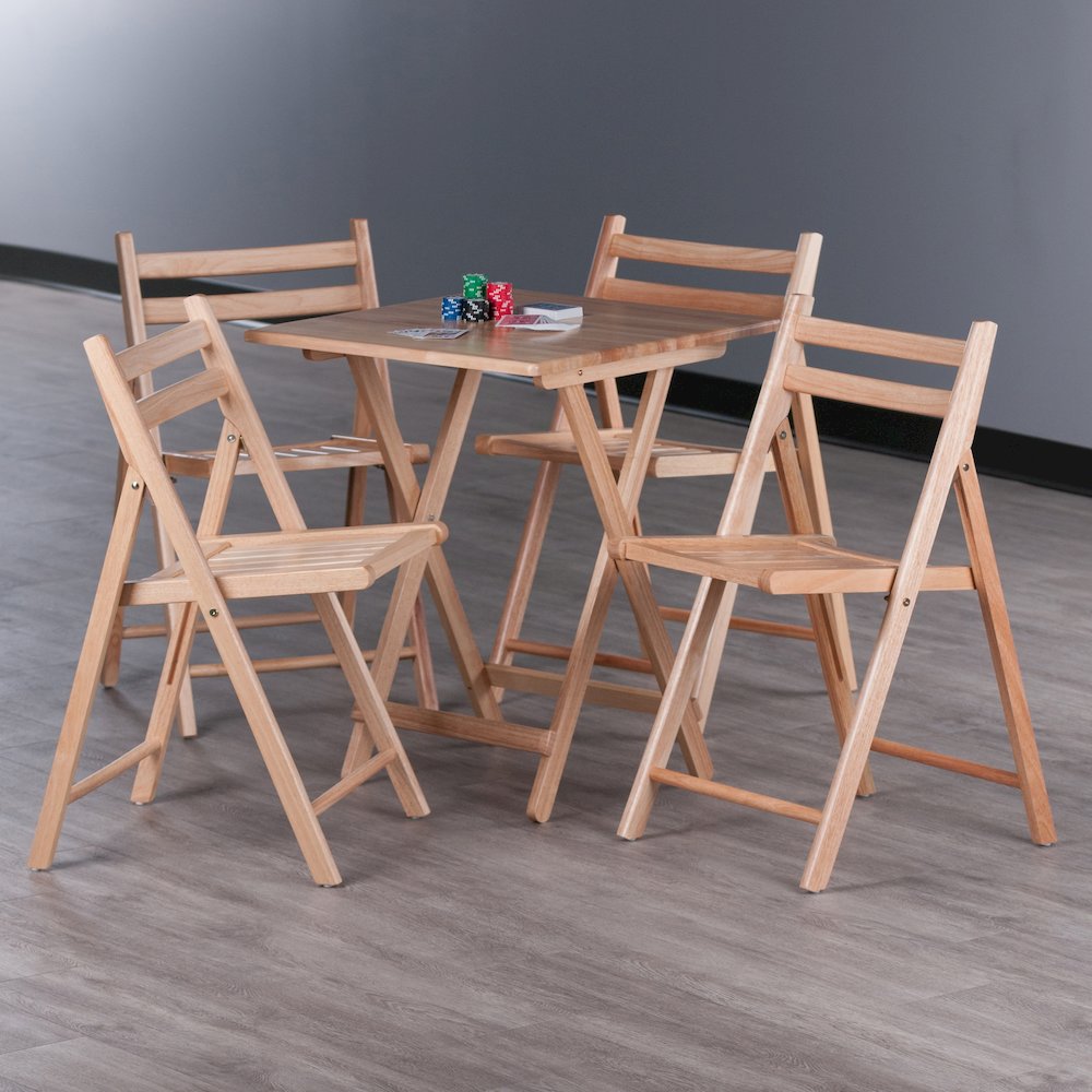 Delaney 5-PC Set, Folding Table and Chairs, Natural. Picture 5
