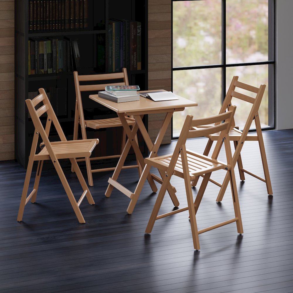 Delaney 5-PC Set, Folding Table and Chairs, Natural. Picture 7