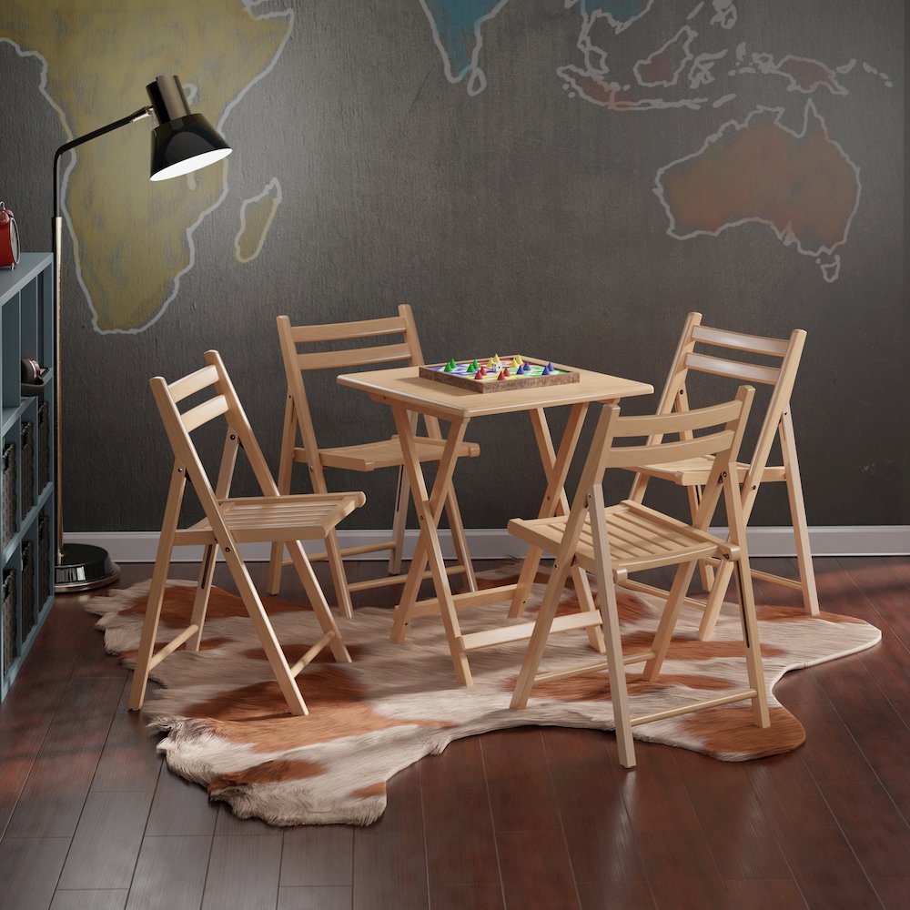 Delaney 5-PC Set, Folding Table and Chairs, Natural. Picture 8