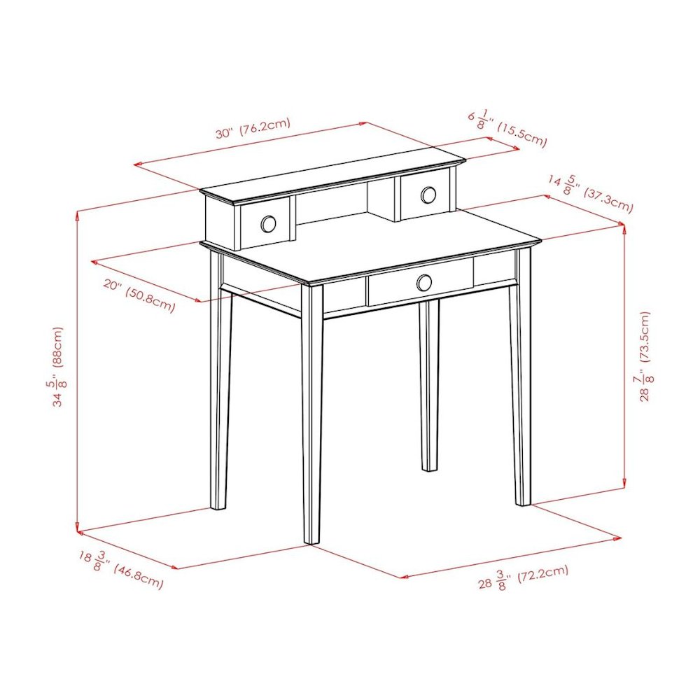 Solid Wood Computer Desk With Hutch, Honey Brown Art Desk With Storage. Picture 7