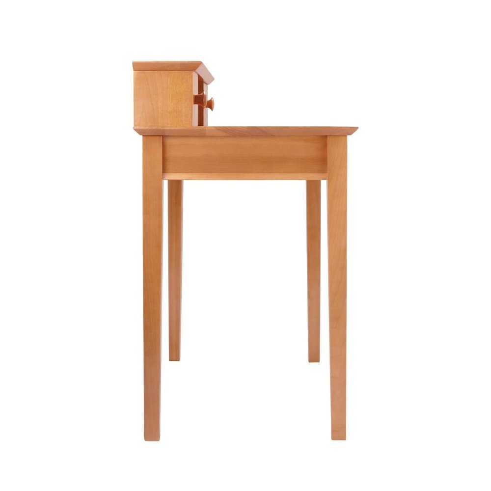 Solid Wood Computer Desk With Hutch, Honey Brown Art Desk With Storage. Picture 5