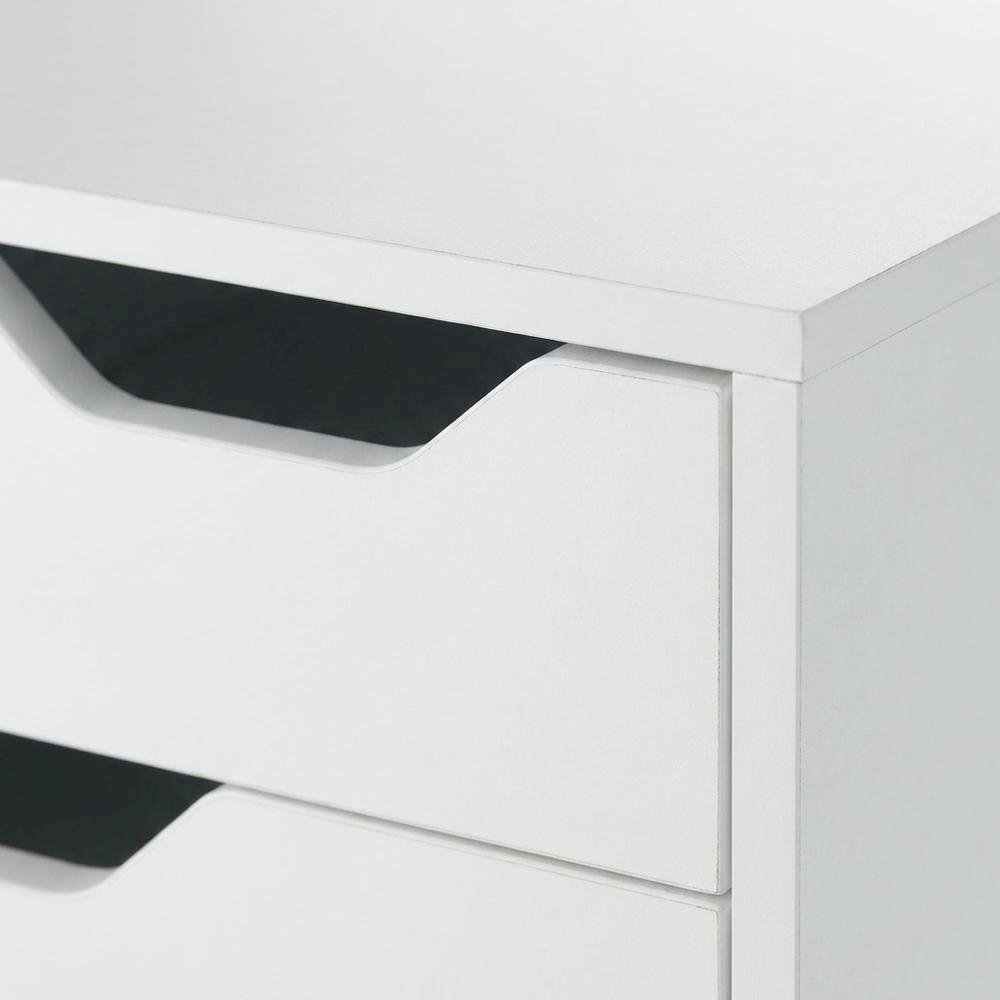 White Mobile Storage Cabinet, Composite Wood Rolling Pantry. Picture 6