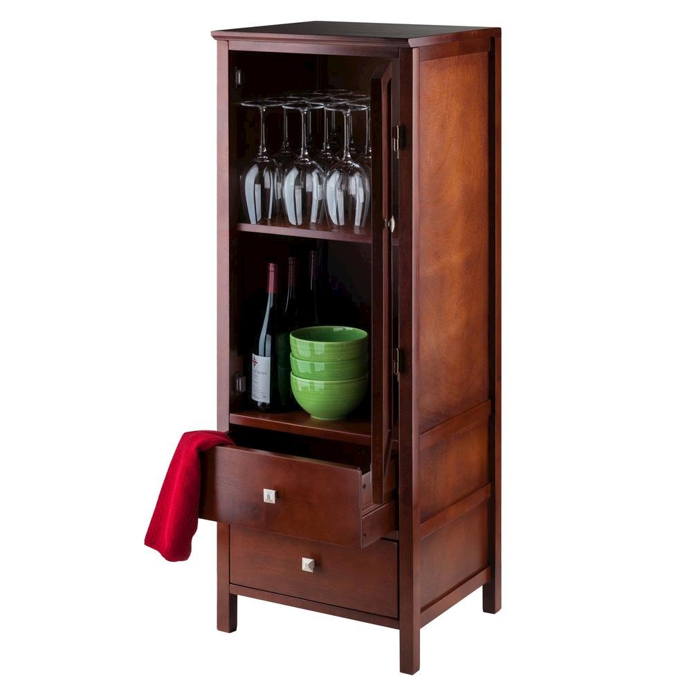 FurniFact Walnut Kitchen Cabinet – Small Pantry Cabinet with Doors. Picture 7
