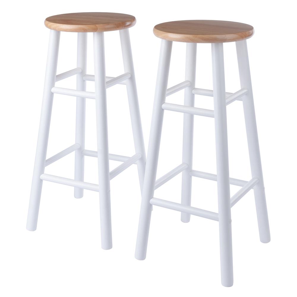 Huxton 2-Pc Bar Stools, 29", Natural & White. Picture 1