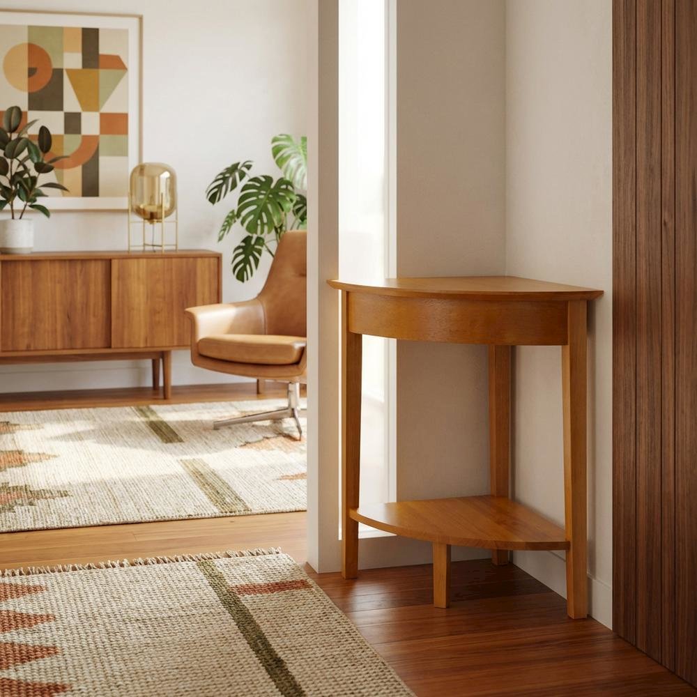 Honey Corner Table with Solid and Composite Wood Finish for Modern Workspaces. Picture 2