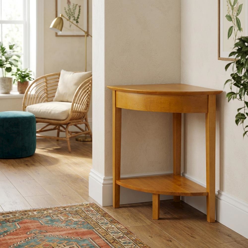 Honey Corner Table with Solid and Composite Wood Finish for Modern Workspaces. Picture 3