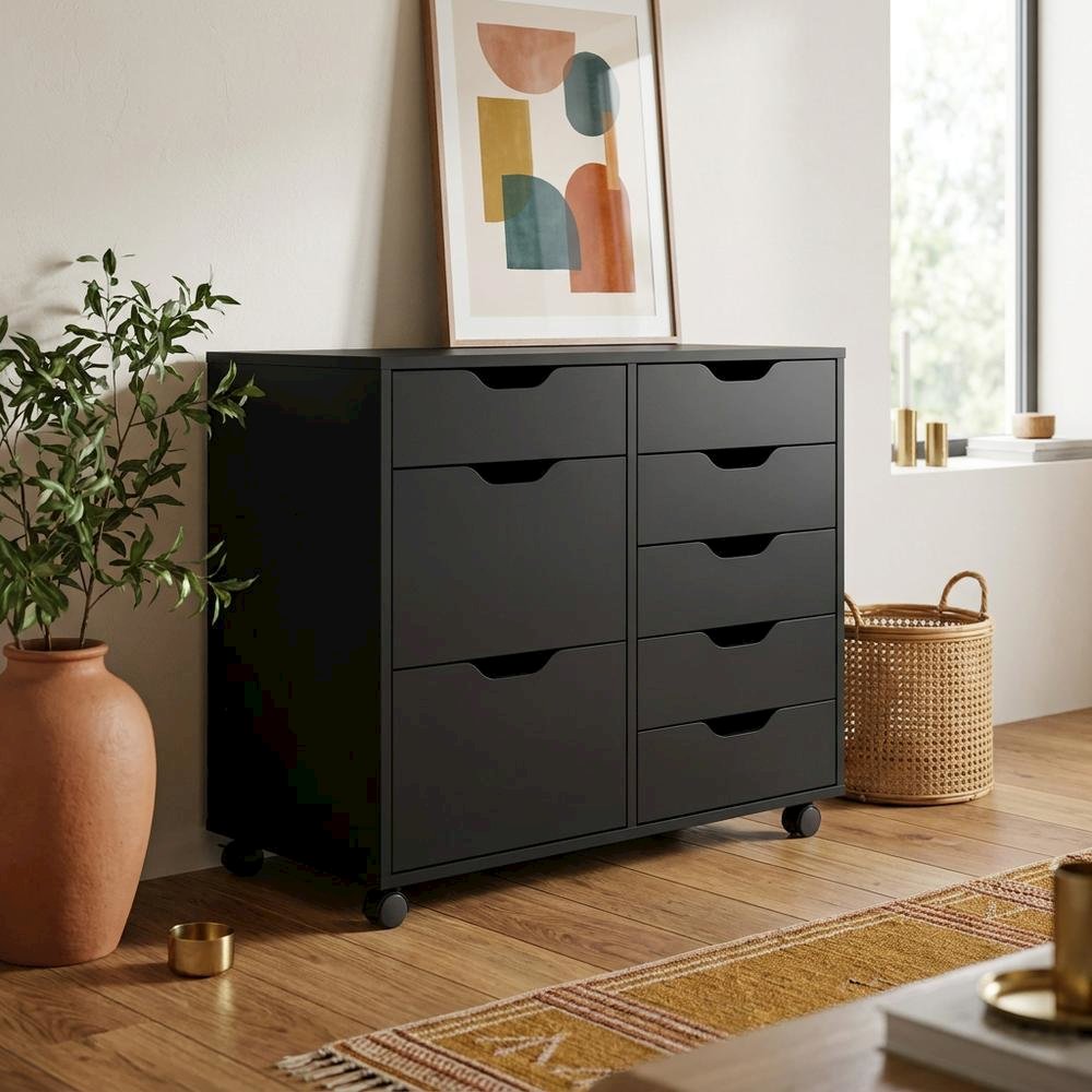 Black 6-Drawer Mobile Storage Cabinet, Rolling Multi-Storage. Picture 2