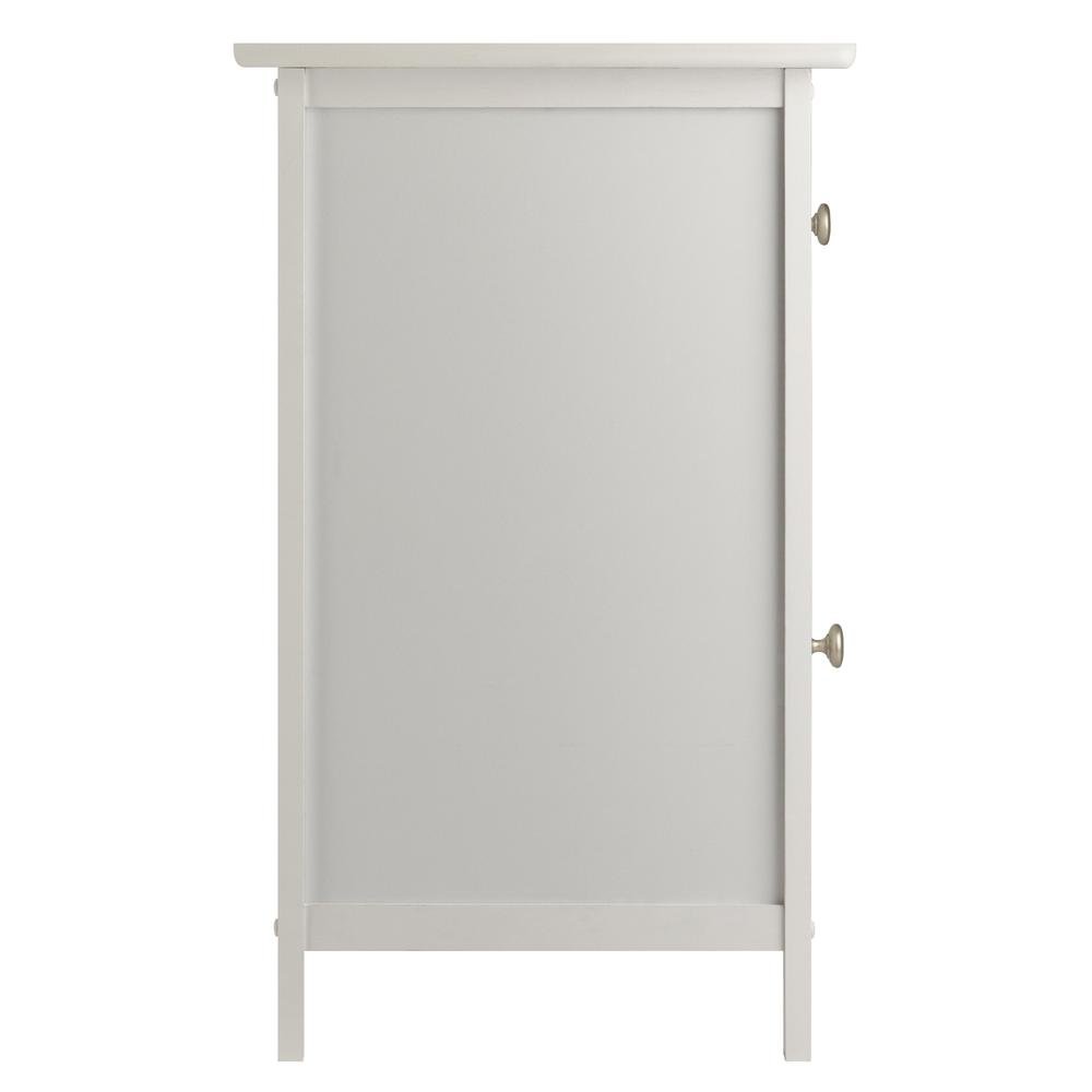 Farmhouse End Table With Storage in White Finish, Wooden Side Table And Drawer. Picture 5