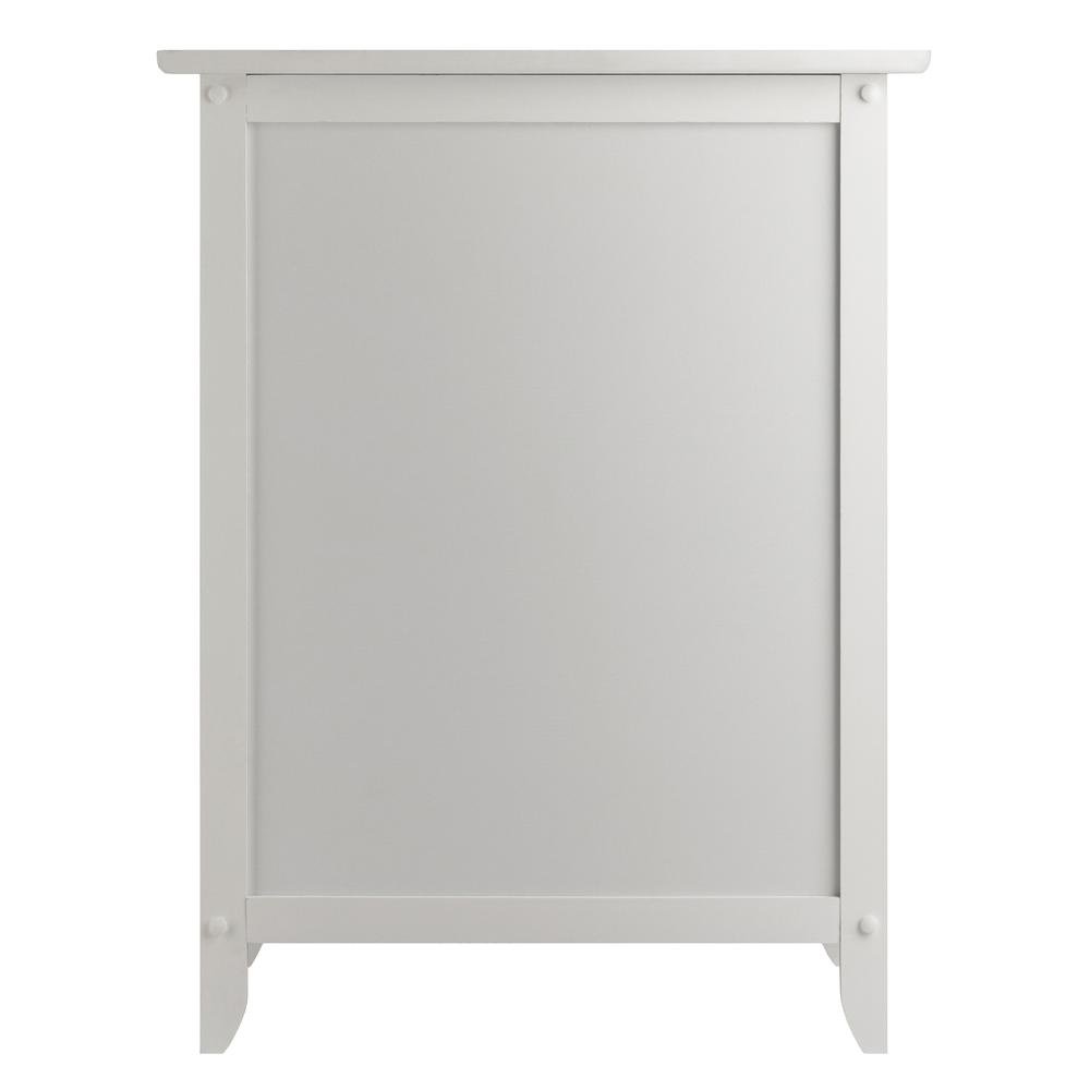 Farmhouse End Table With Storage in White Finish, Wooden Side Table And Drawer. Picture 6