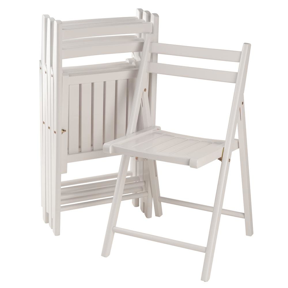 4-PC Folding Chair Set, White Solid Wood, Portable Seating. Picture 1