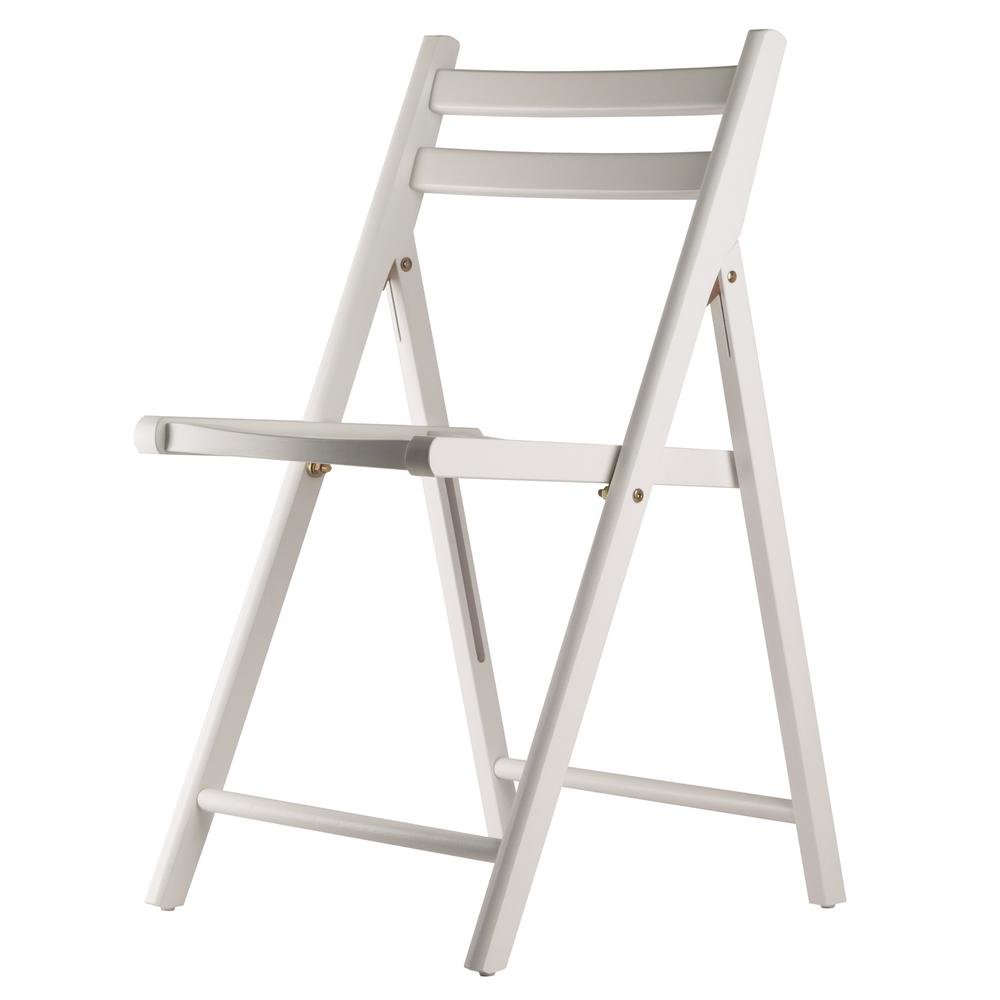 4-PC Folding Chair Set, White Solid Wood, Portable Seating. Picture 7