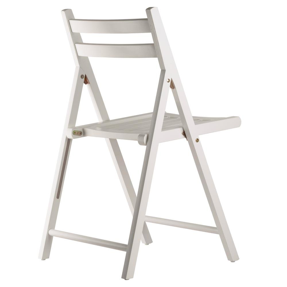 4-PC Folding Chair Set, White Solid Wood, Portable Seating. Picture 8