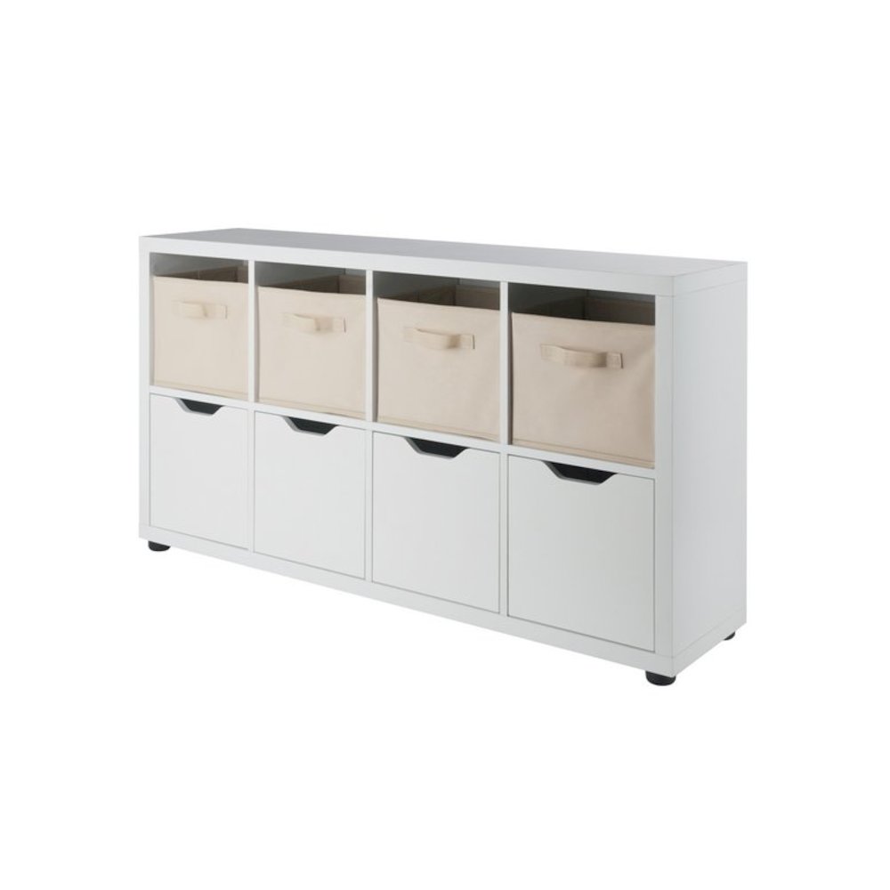 Julia 2x4 Storage 5-Pc Cabinet Set, Beige & White. Picture 1