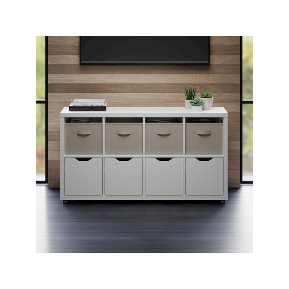 Julia 2x4 Storage 5-Pc Cabinet Set, Beige & White. Picture 3