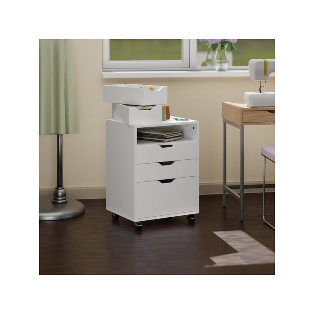 Halifax Bins & Drawers Storage Mobile Cabinet, White. Picture 3