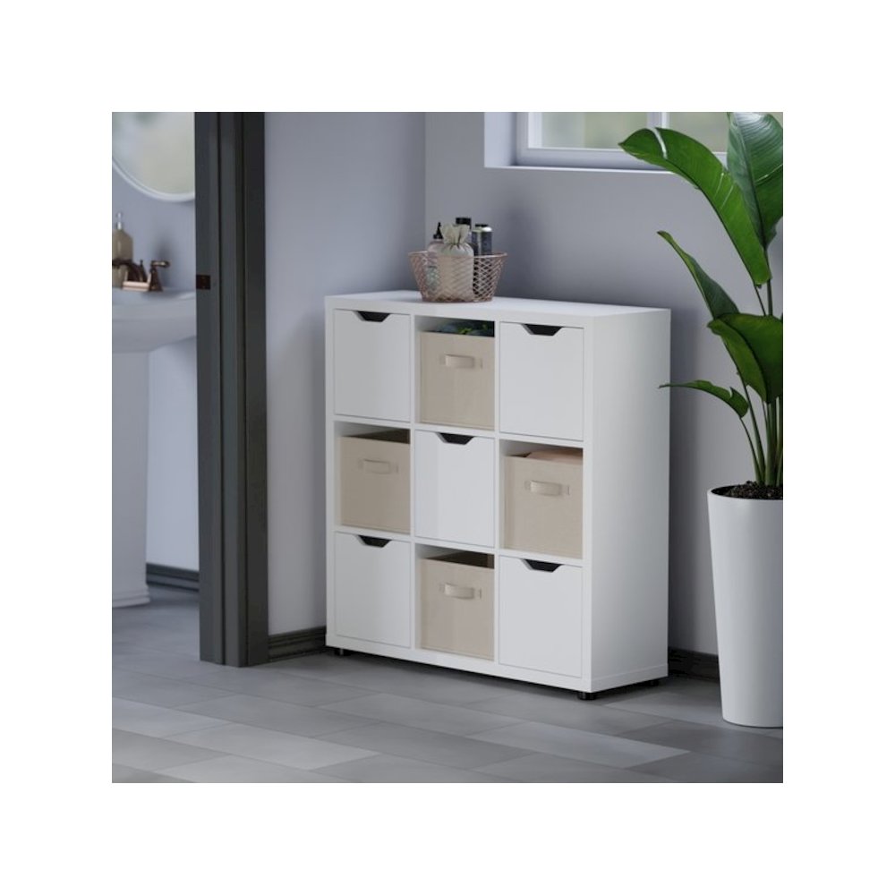 Julia 3x3 Storage 5-Pc Cabinet Set, Beige & White. Picture 4