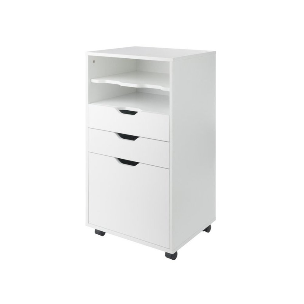 Halifax Bins & Drawers Multi-Storage Tall Mobile Cabinet, White. Picture 3