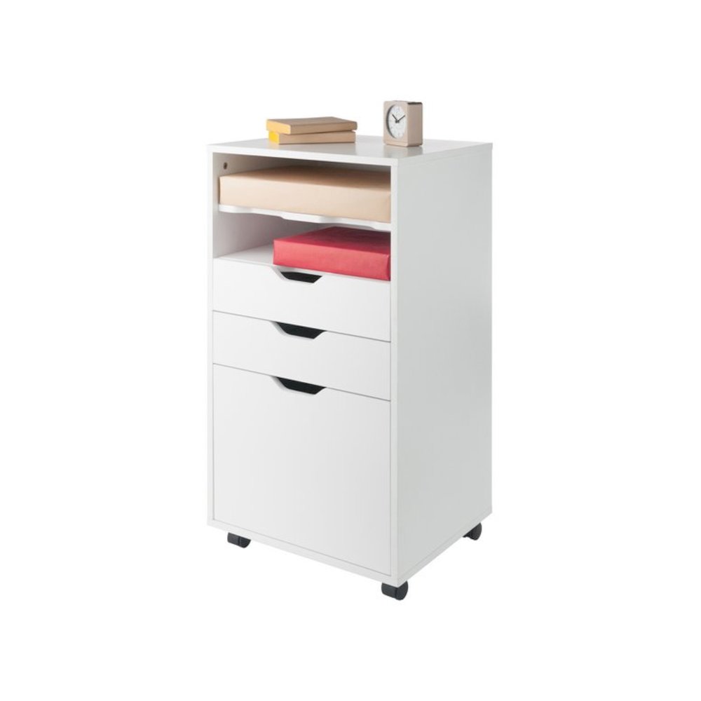 Halifax Bins & Drawers Multi-Storage Tall Mobile Cabinet, White. Picture 4