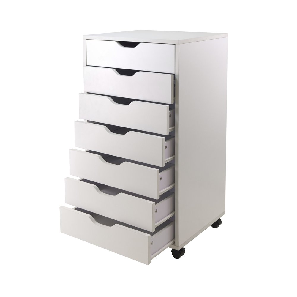 White Cabinet, 7 Drawers, Casters, Mobile Closet Organizer, Office. Picture 4
