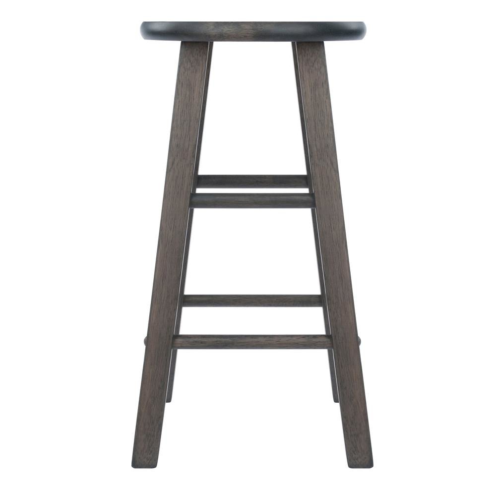 2-PC Counter Stool Set, Solid Wood, Round Seat, Squared Legs, 24 Inch Height. Picture 4