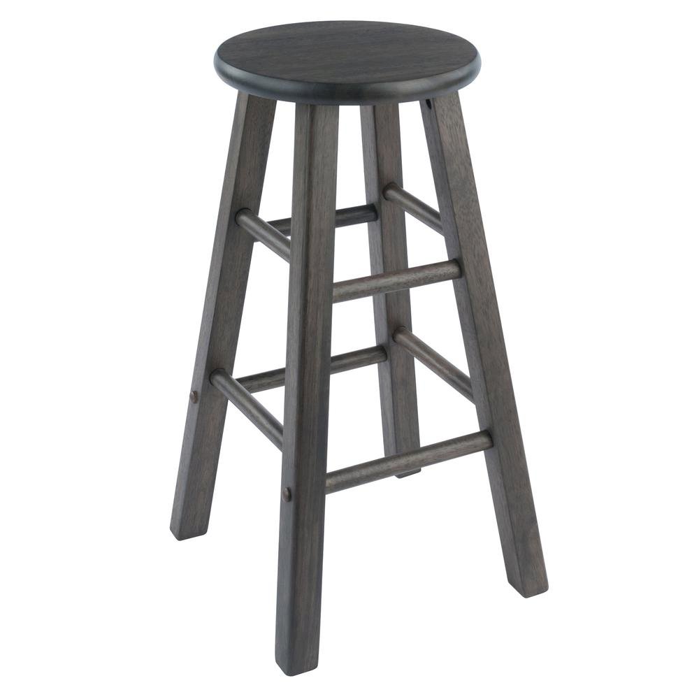 2-PC Counter Stool Set, Solid Wood, Round Seat, Squared Legs, 24 Inch Height. Picture 5