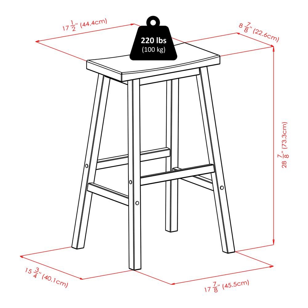 29 Inch Bar Stool, Saddle Seat, Solid Wood, Backless Pub Seat. Picture 7