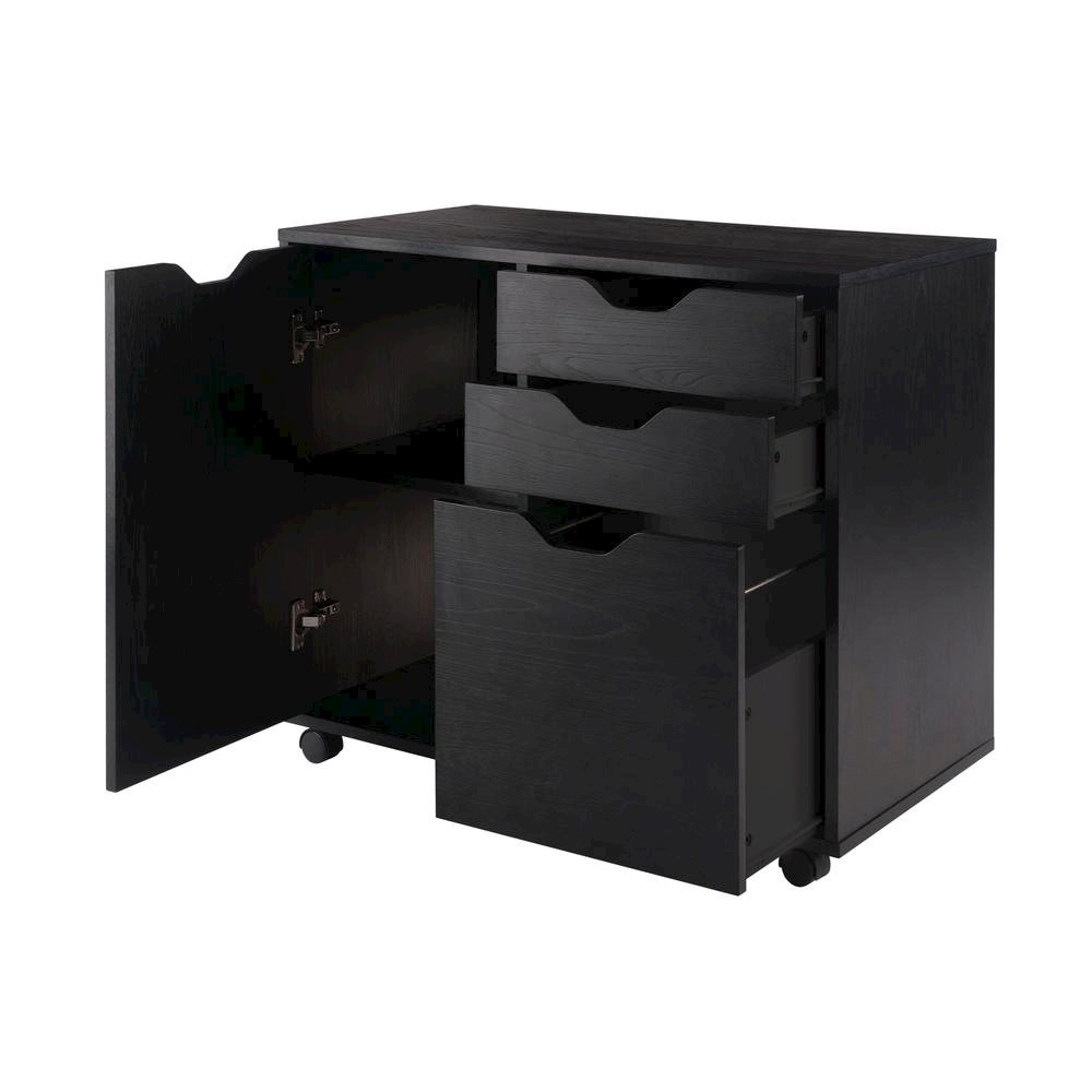 2 Section Mobile Cabinet, Black, 3 Drawers, File Storage, Casters. Picture 4
