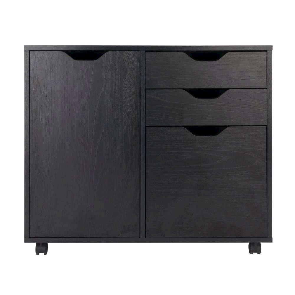2 Section Mobile Cabinet, Black, 3 Drawers, File Storage, Casters. Picture 5
