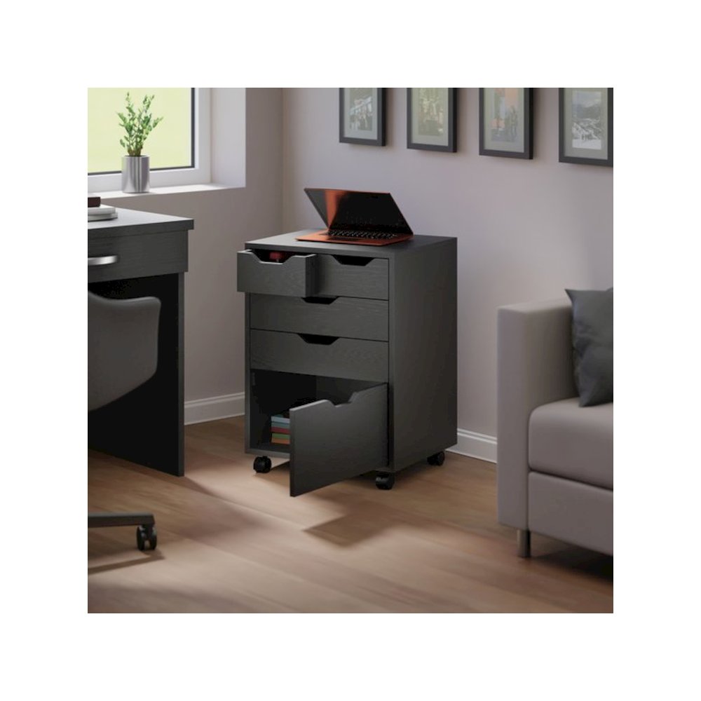 Halifax Bins & Drawers Storage Mobile Cabinet, Black. Picture 4