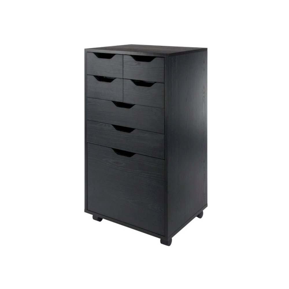 Halifax Bins & Drawers Multi-Storage Tall Mobile Cabinet, Black. Picture 1
