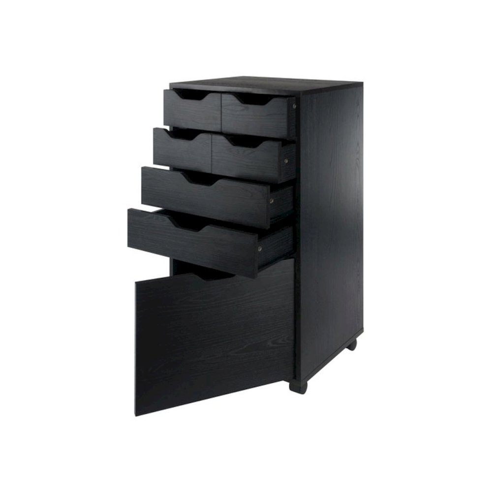 Halifax Bins & Drawers Multi-Storage Tall Mobile Cabinet, Black. Picture 2