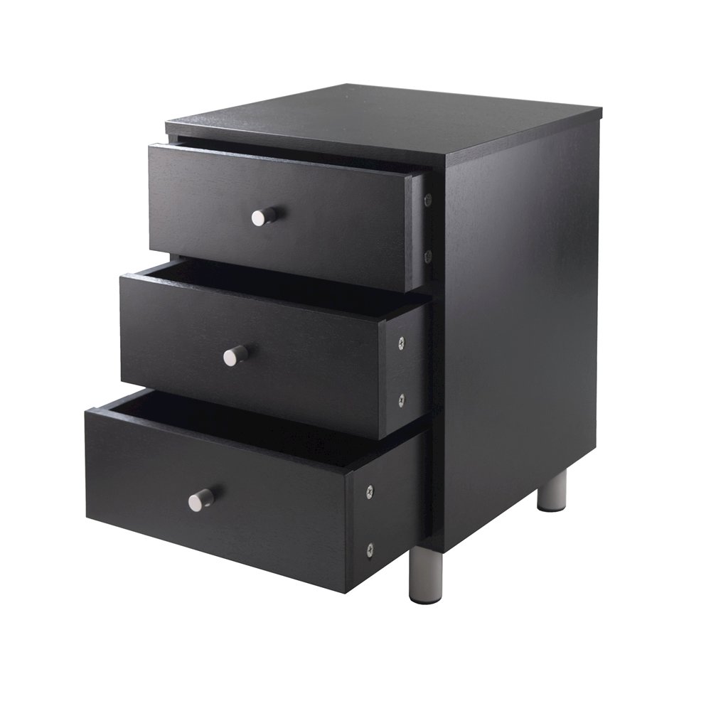 Accent Table, Black Finish, Three Storage Drawers, Small End Table. Picture 4