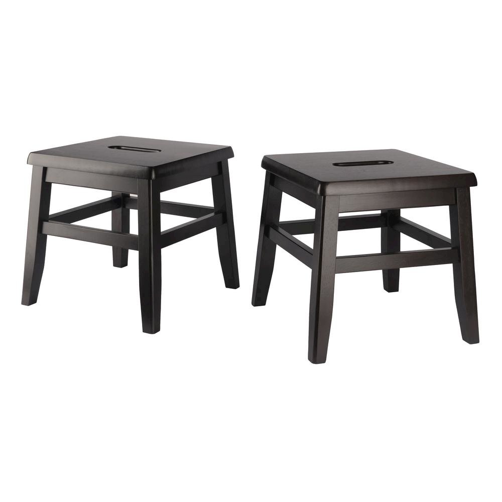 2-PC Conductor Stool Set, Solid Wood, Square Design, Center Handle. Picture 1
