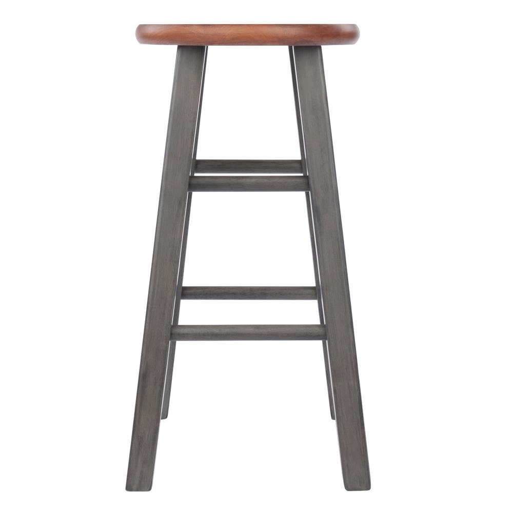 24" Solid Wood Counter Stool, Weathered Gray/Rustic Teak Finish. Picture 4