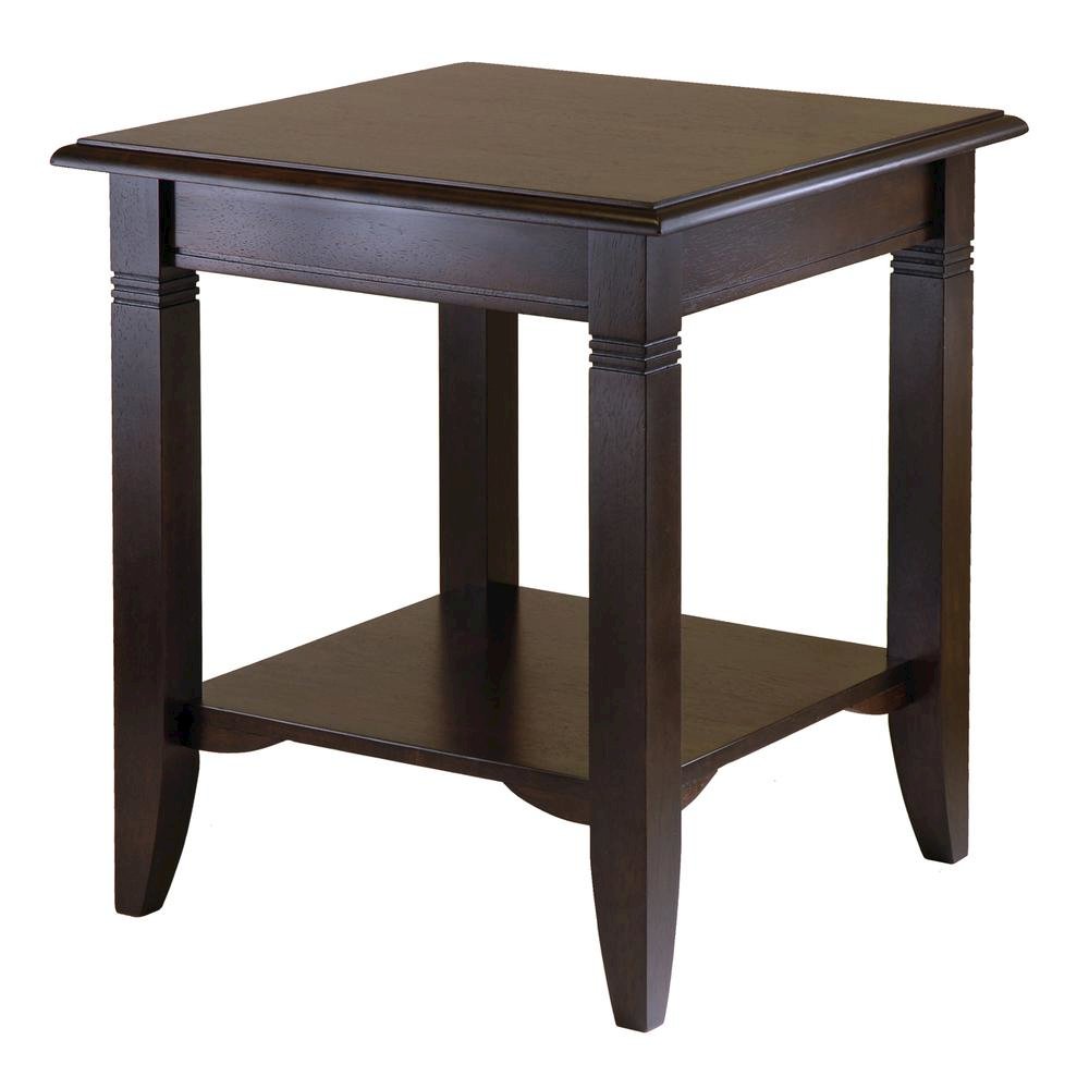 Rustic Living Room End Table Solid Wood Square End Table With Lower Shelf. Picture 1