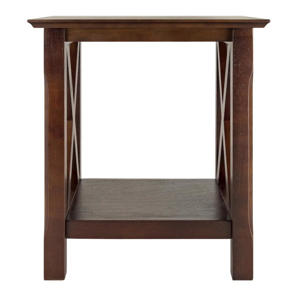 End Table, Brown X-Style Panels, Lower Shelf, Living Room Accent. Picture 5