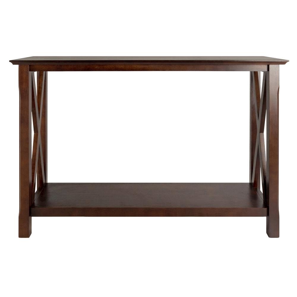 Console Table, Brown Open Shelf, Hallway Entryway Table, Solid Wood. Picture 4