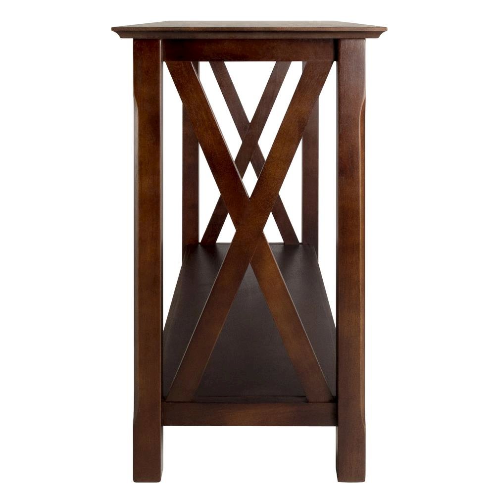 Console Table, Brown Open Shelf, Hallway Entryway Table, Solid Wood. Picture 5