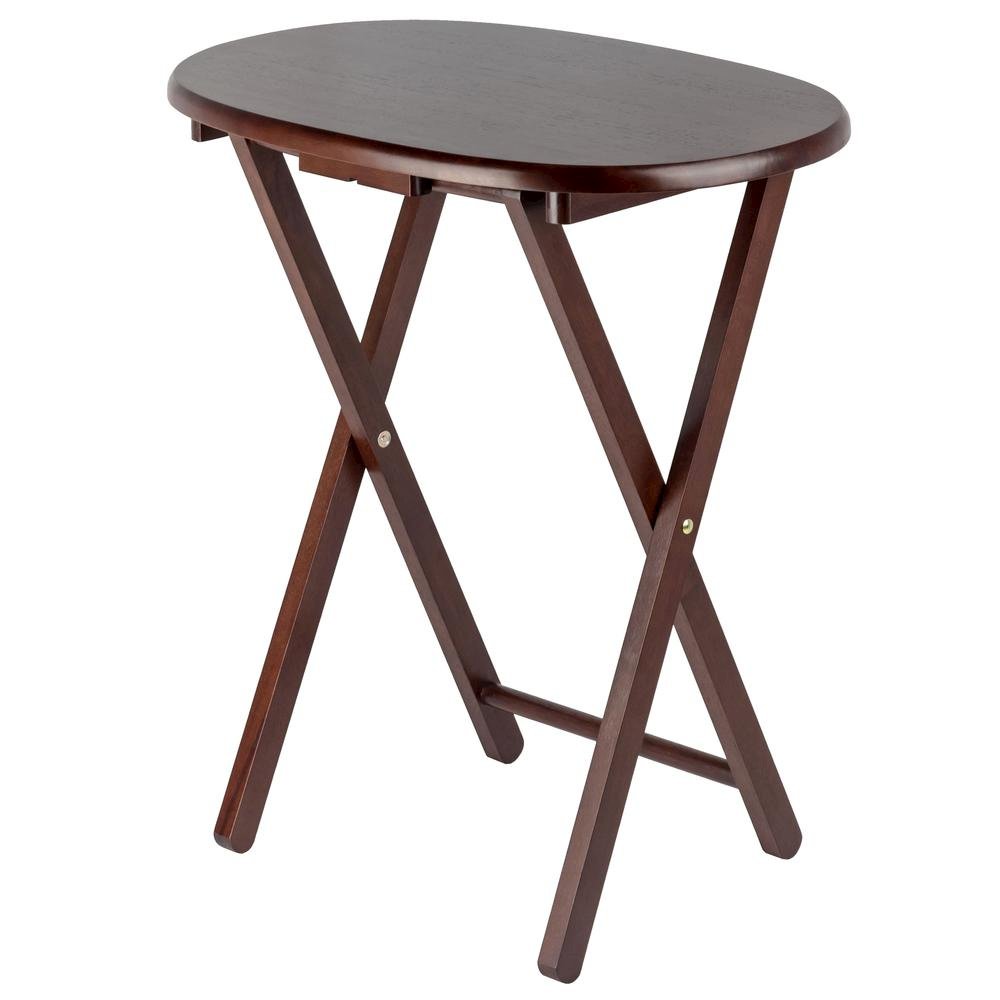 Solid Wood Brown 5 Piece TV Trays Set With 4 Folding Tables And Stand. Picture 8