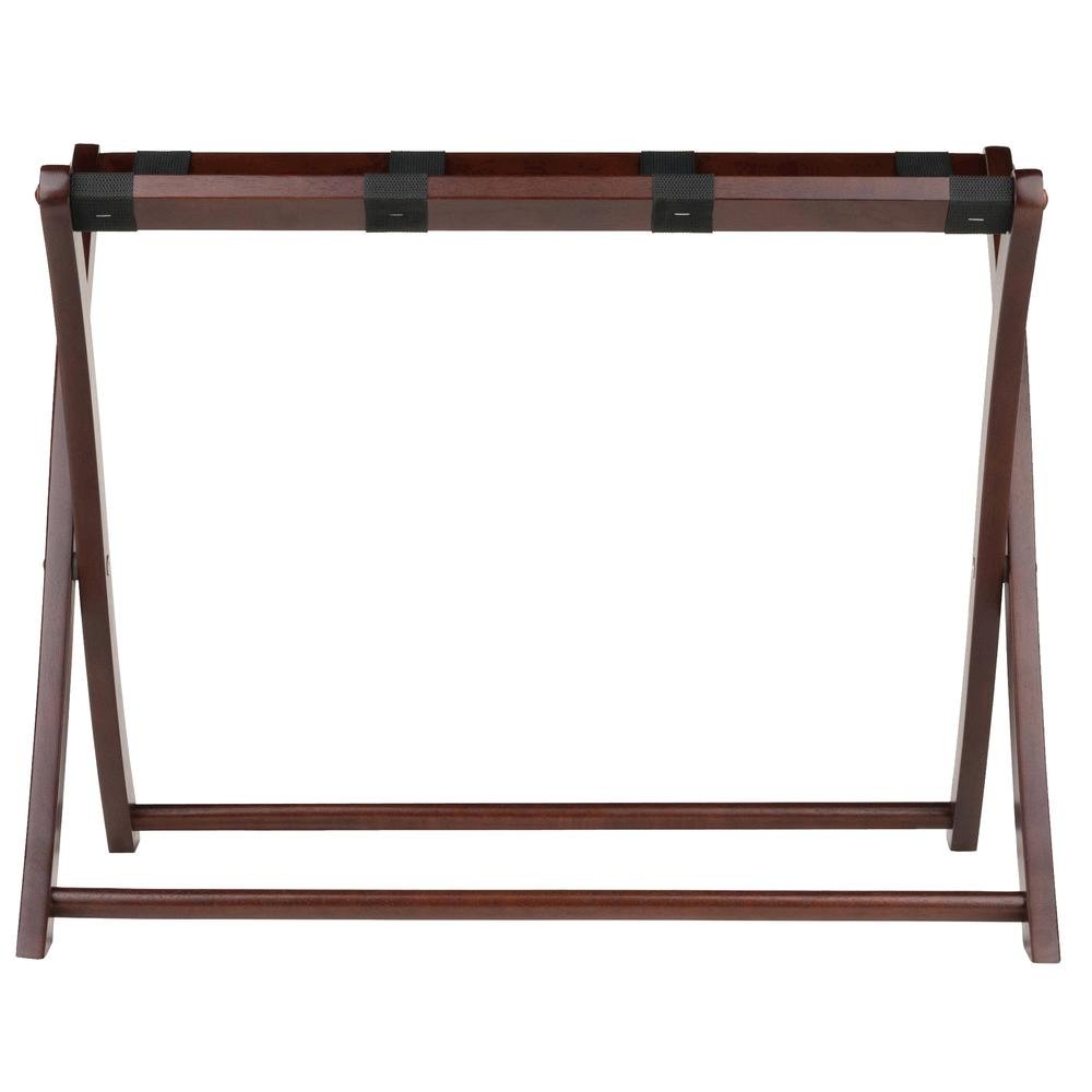Foldable Luggage Rack, Solid Wood/Nylon Straps, Cappuccino. Picture 5