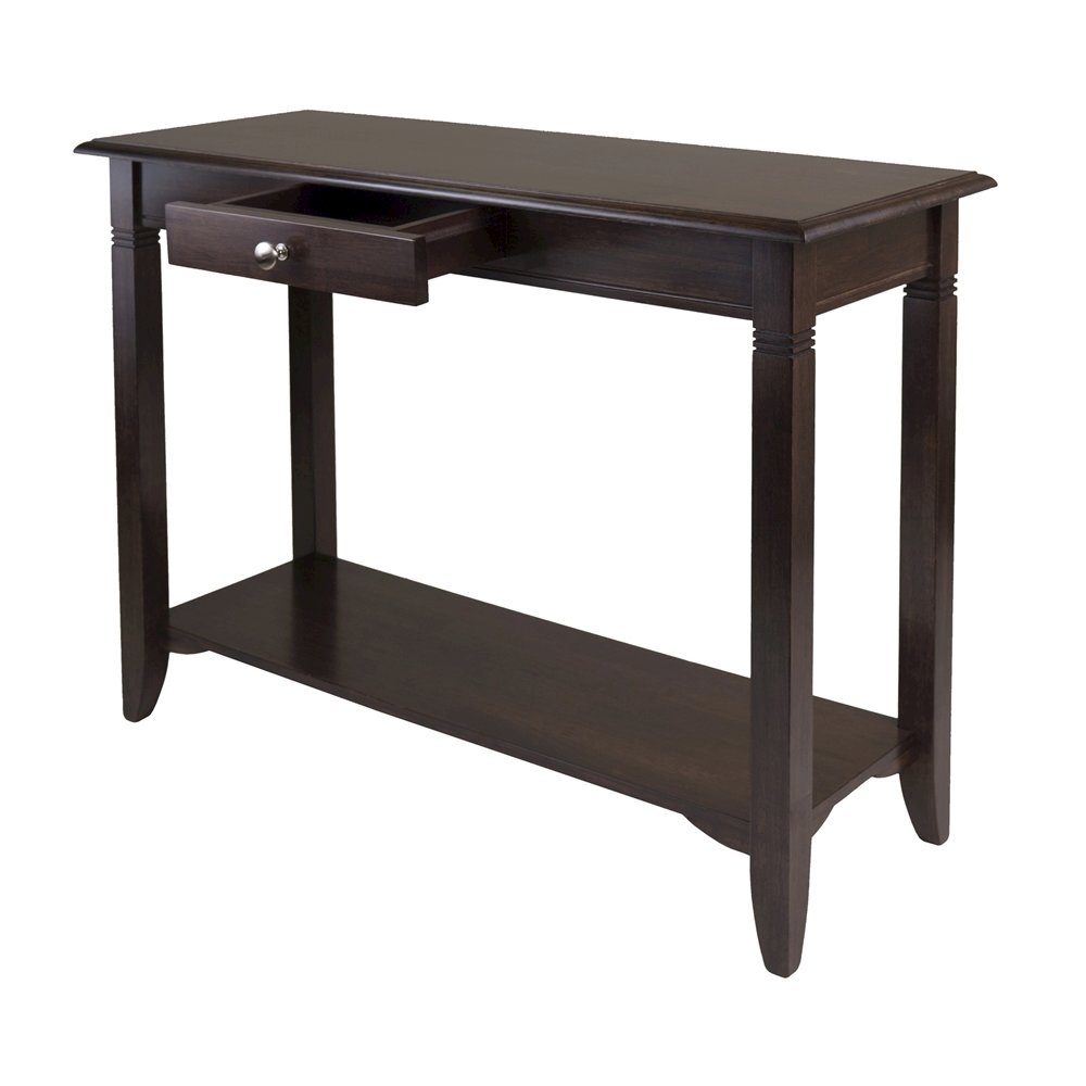 Console Table, Brown Drawer Shelf, Hallway Entryway Table, Solid Wood. Picture 4