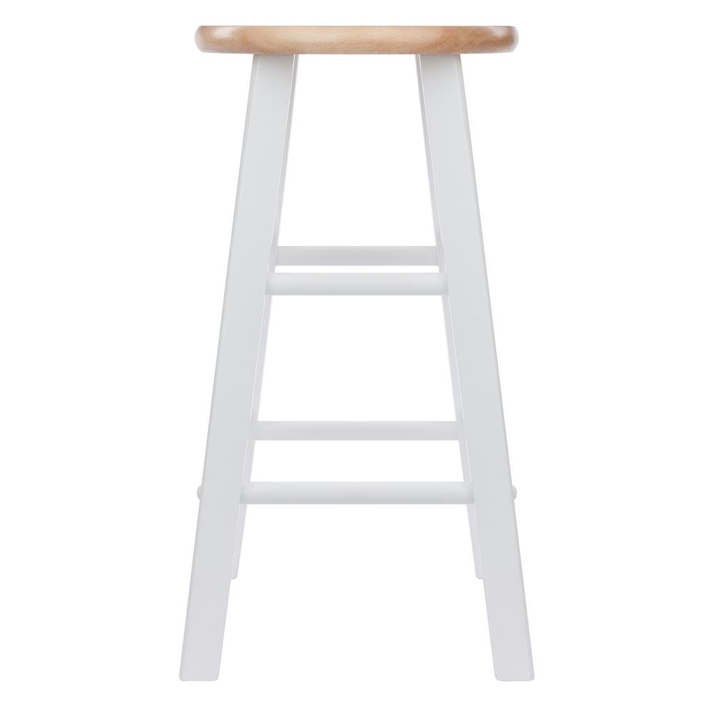 Natural & White Solid Wood Kitchen Stools Set of 2, Bar Chairs, Counter Seating. Picture 4