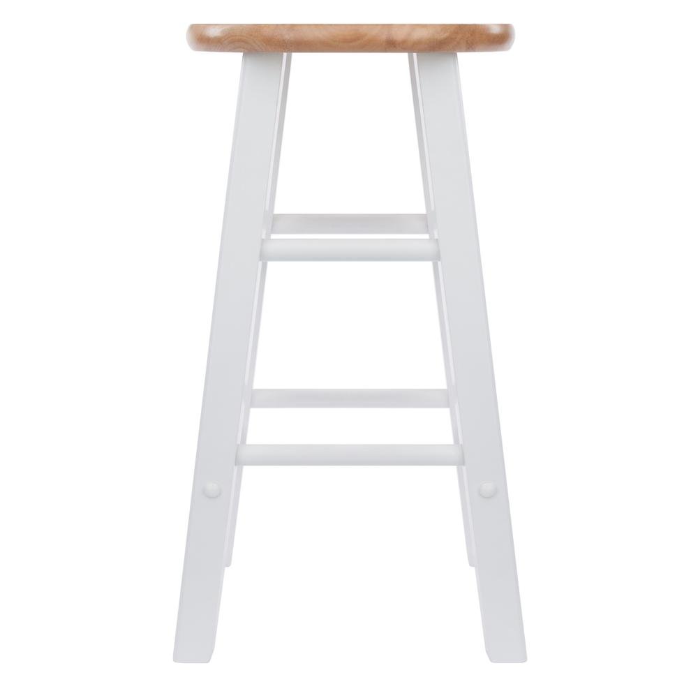 Natural & White Solid Wood Kitchen Stools Set of 2, Bar Chairs, Counter Seating. Picture 5