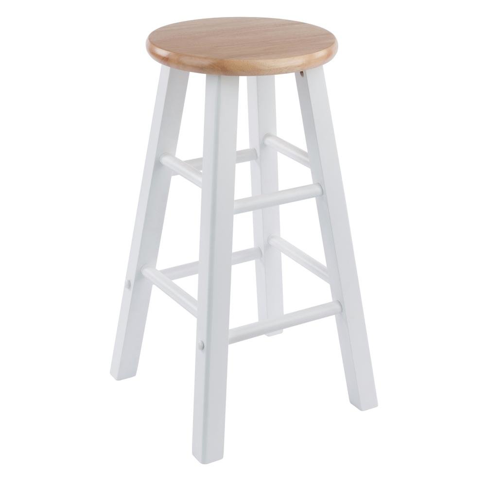 Natural & White Solid Wood Kitchen Stools Set of 2, Bar Chairs, Counter Seating. Picture 6
