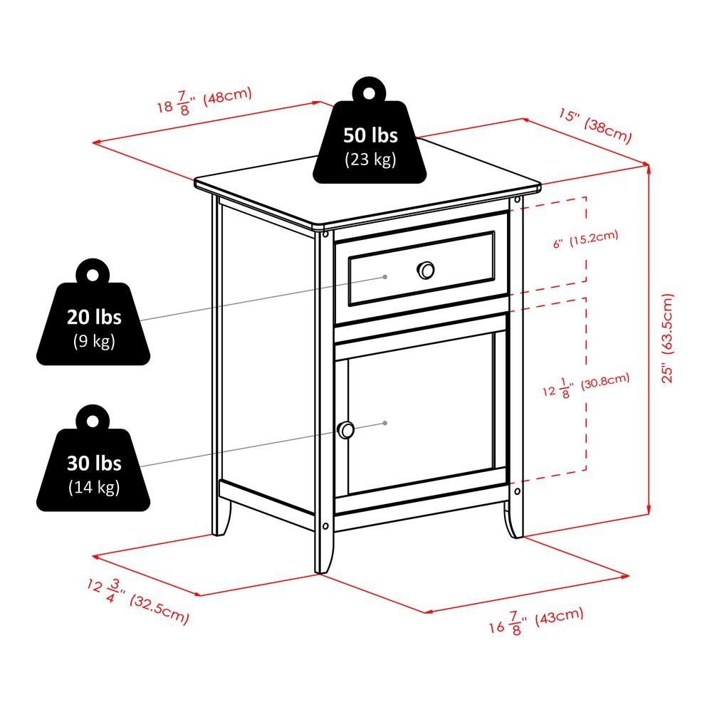 Natural Accent Table with Drawer and Cabinet, Compact Nightstand. Picture 8