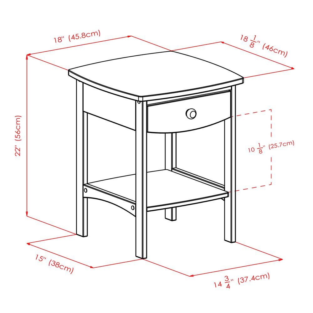 Mid Century Nightstand In Solid Wood Natural Finish With Drawer And Shelf. Picture 8