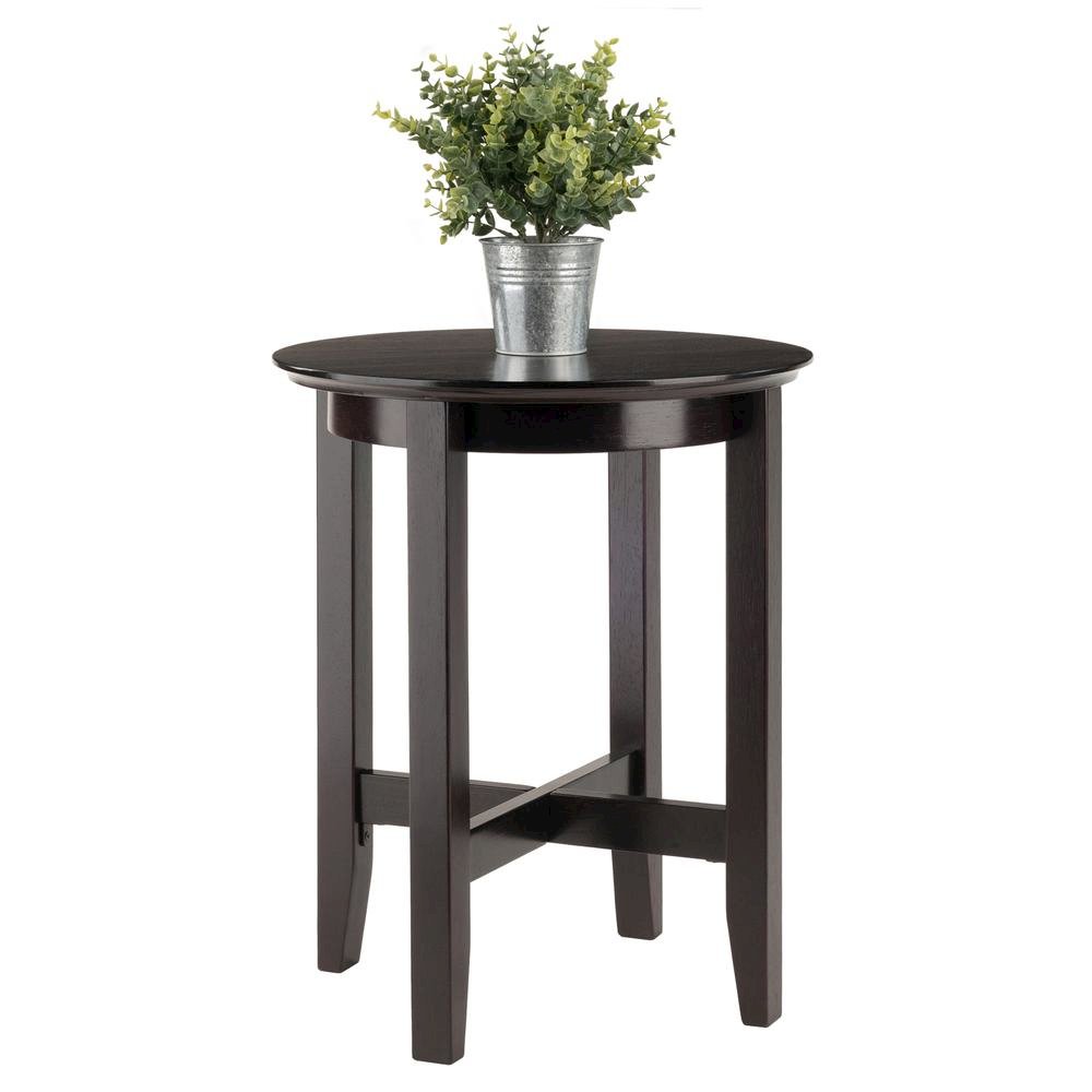 Square End Table, Espresso Finish, Solid Wood, Shaker Style, X-Crossbar. Picture 6